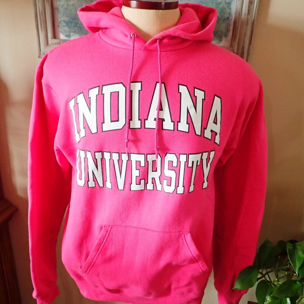 Indiana University Hoosiers Pink Hoodie Women’s Medium by Champion ECO Friendly